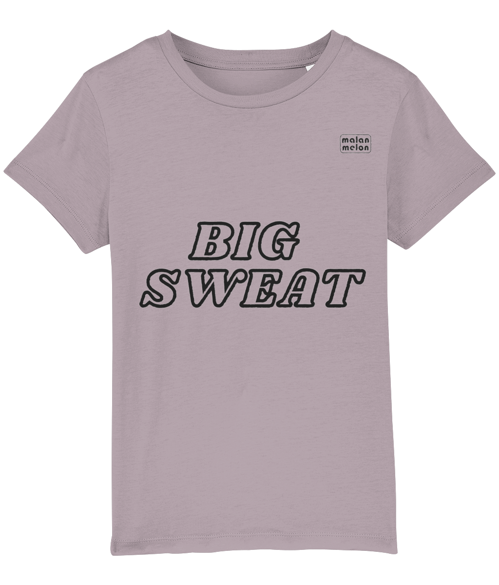 malanmelon - Kids T-Shirt – Organic Cotton – Big Sweat Slogan – Dark Grey on Multi-Colours
