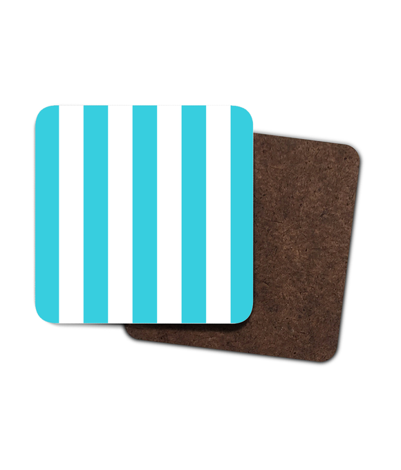 Coasters – Set of 4 – Caribbean Blue & White Stripe