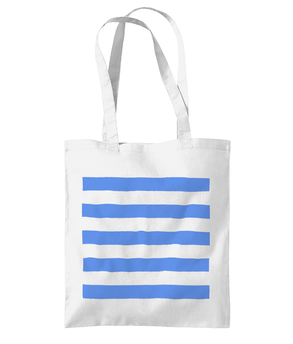 Tote Bag - White with Cornflower Blue Stripe
