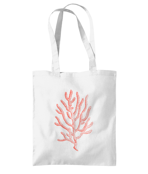 Tote Bag – Branch Coral – Coral on White