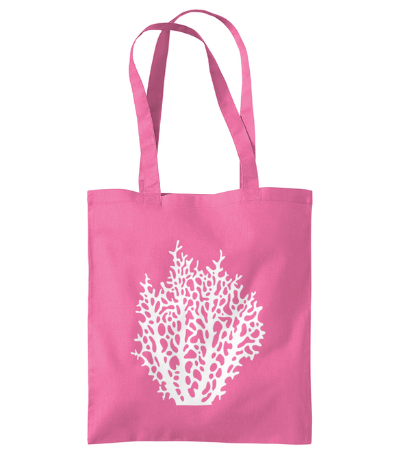 Tote Bag – Fiji Coral – White on Pink